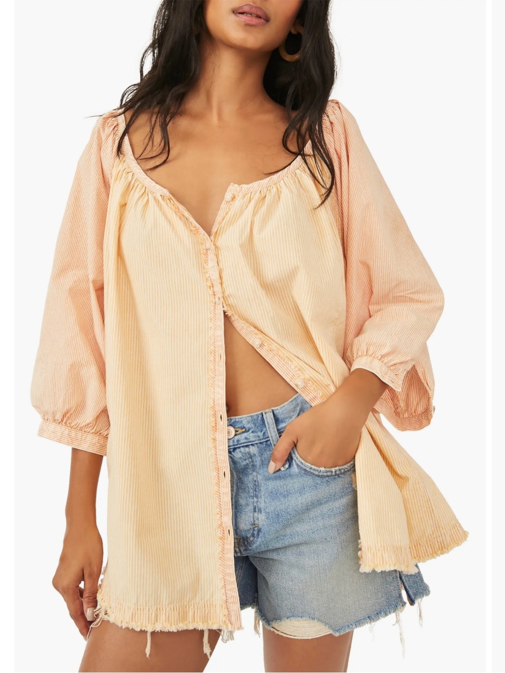 We The Free by Free People Oxford Swing Cotton Tunic Top